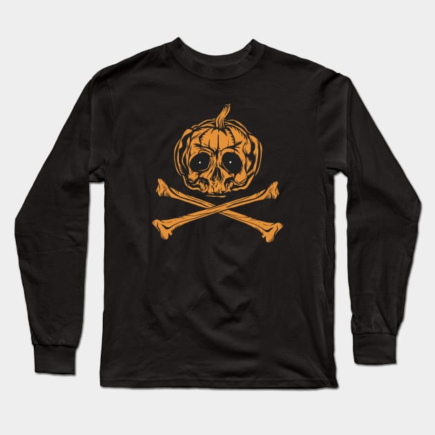 Pumpkin Jolly Roger Long Sleeve T-Shirt by LR_Collections